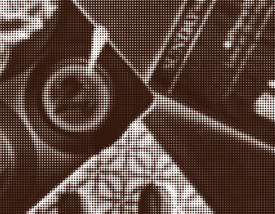 I can&rsquo;t clearly identify the scene, but it appears to be a dark, textured abstract pattern with grid-like features and scattered shapes.